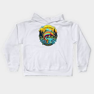 Vibrant Dawn on the Angler’s Dream Rainbow Trout Kids Hoodie